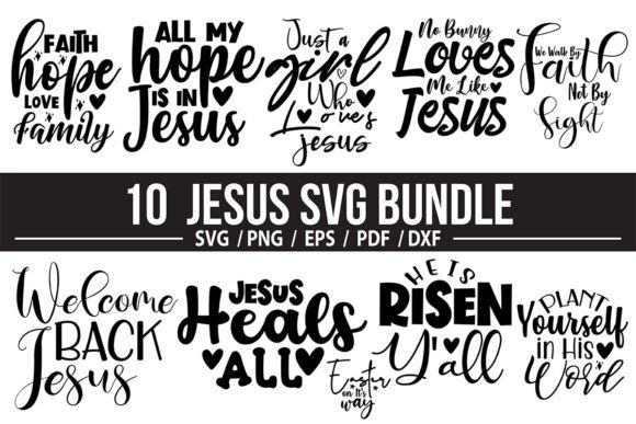 10 Jesus SVG Bundle: Christian Graphics & T-Shirt Designs