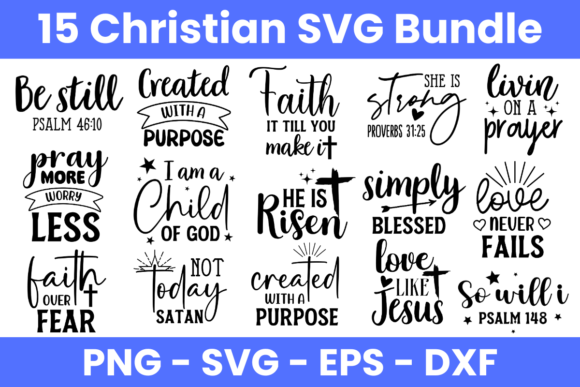 15 Christian SVG Bundle: Graphics & T-Shirt Designs