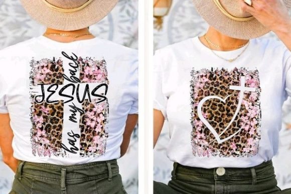 Jesus Has My Back Pink Flowers Graphics & T-Shirt Designs